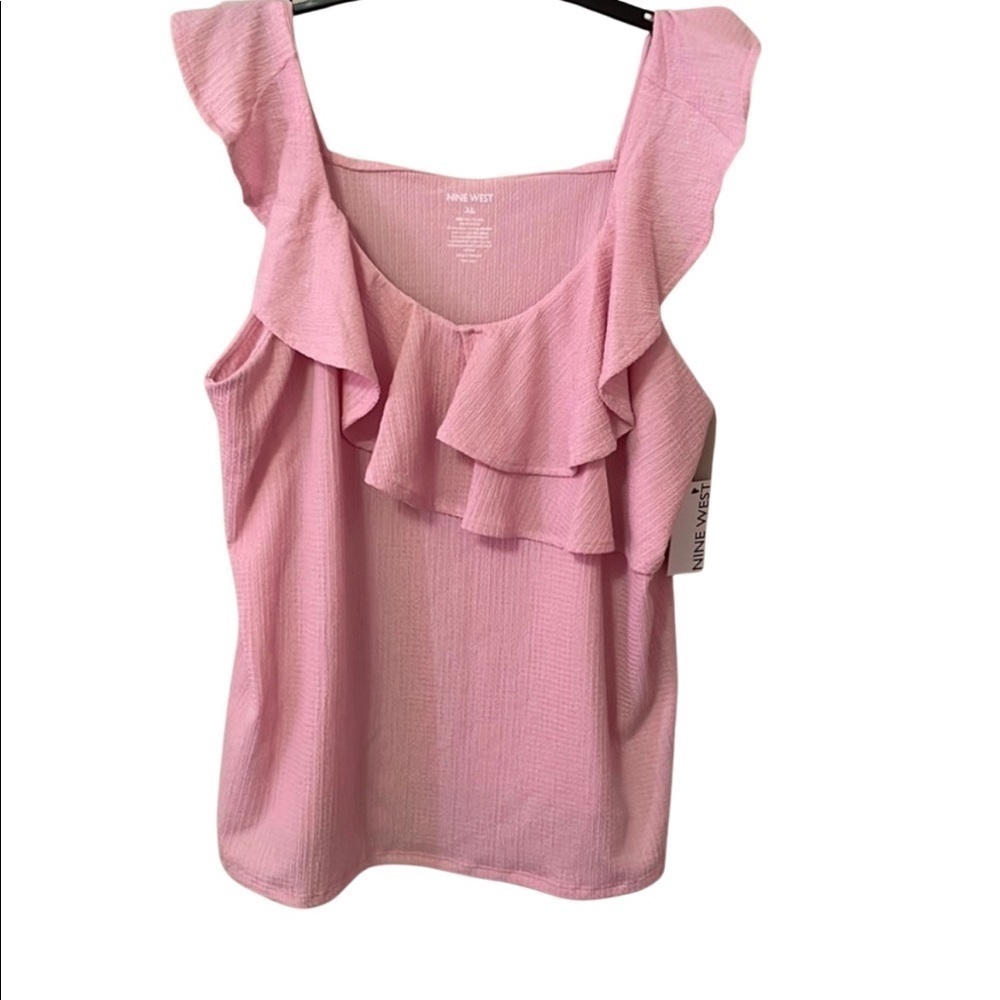 Nine West Women’s Tiered Flutter Sleeveless Top Size XL